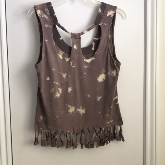 Free People. Brown, fringed top, gently worn. 100% cotton, machine washable. - Picture 2 of 5